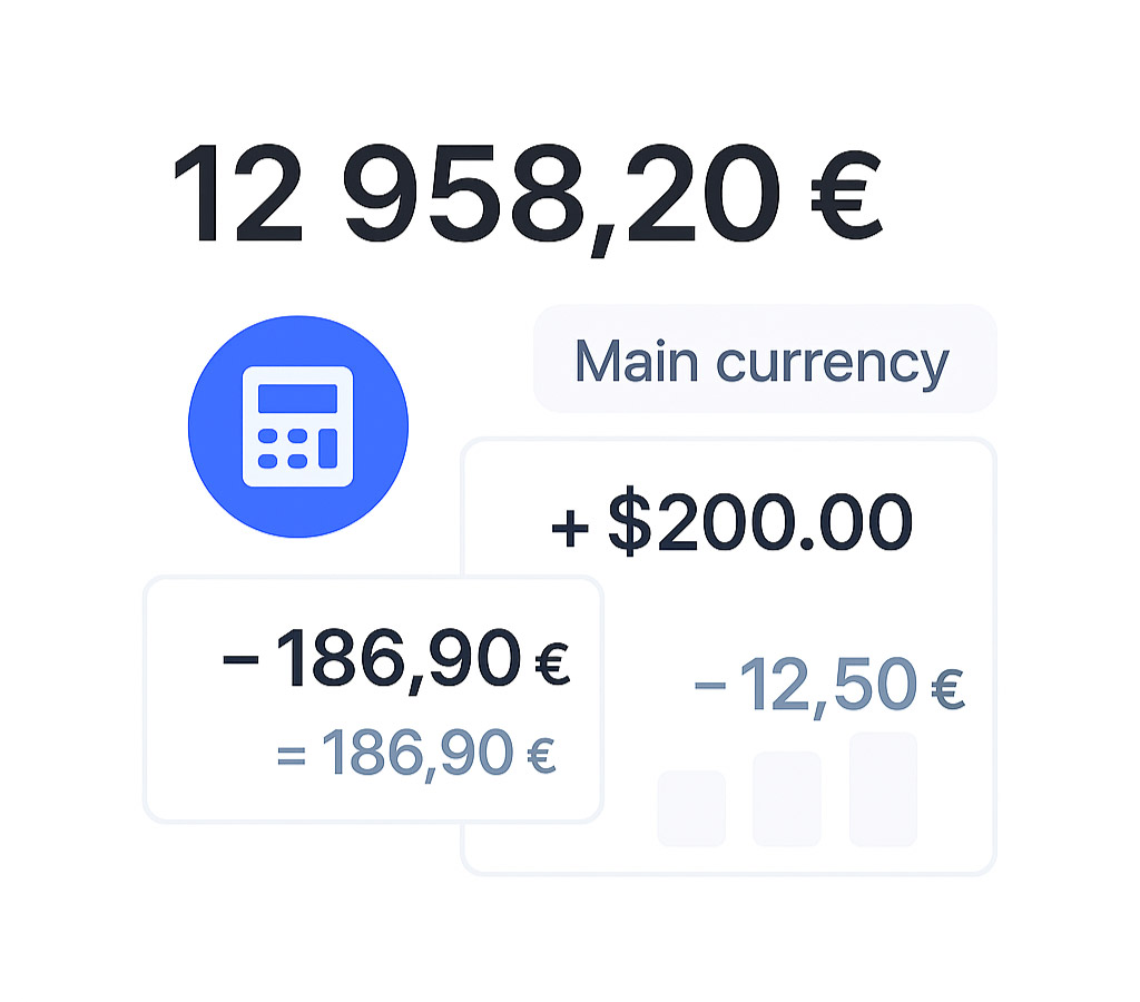 Dashboard displaying all income and expense transactions